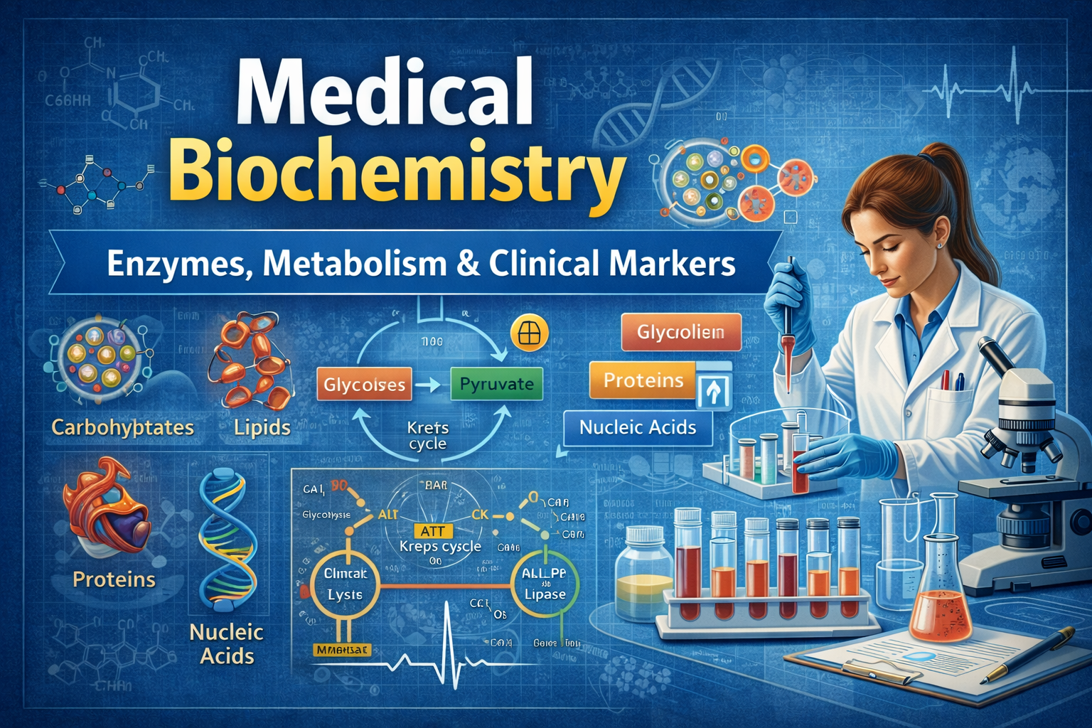 Medical Biochemistry complete guide for Allied Health Sciences students: biomolecules, enzymes, and metabolism