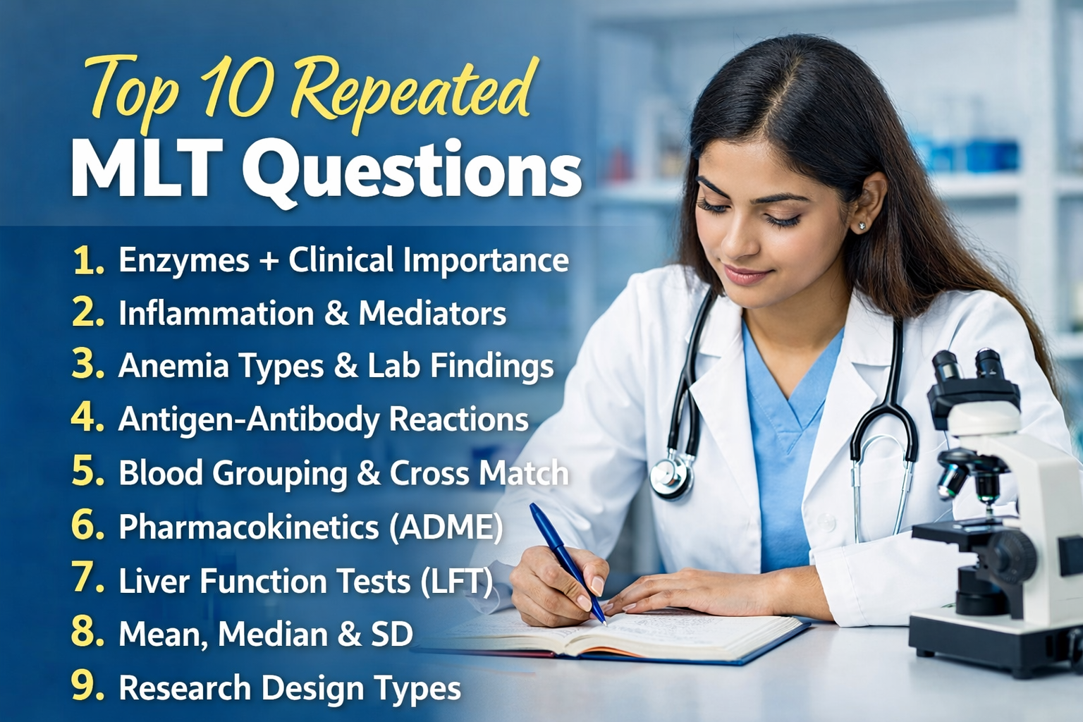 Top 10 repeated MLT exam questions for Medical Lab Technology students